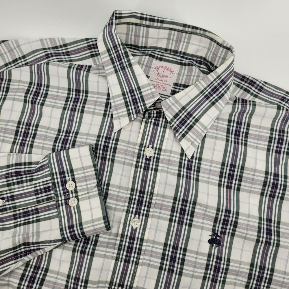 Brooks Brothers Madison Shirt Men's‎ Size Large Button Down Plaid Long Sleeve
